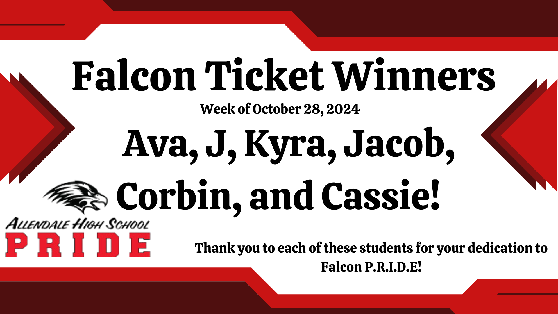 Falcon Ticket Winners named here