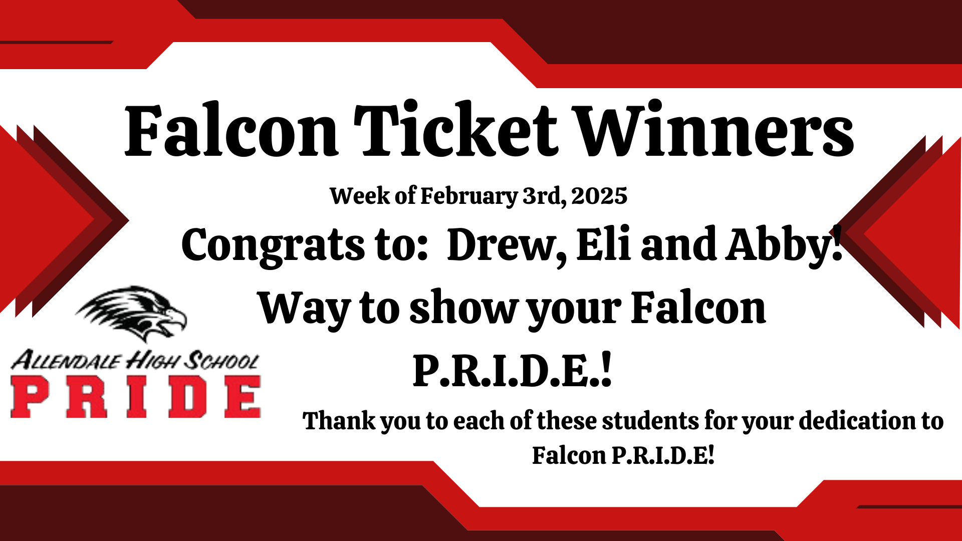 Falcon Ticket Winners named here