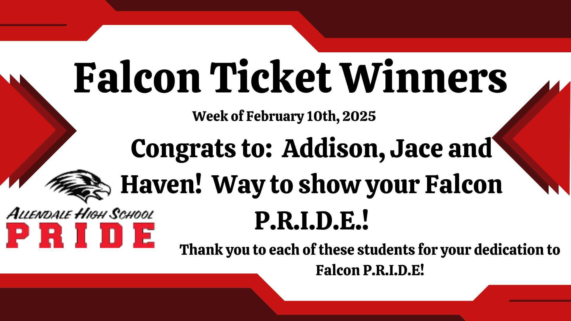 Falcon Ticket Winners named here