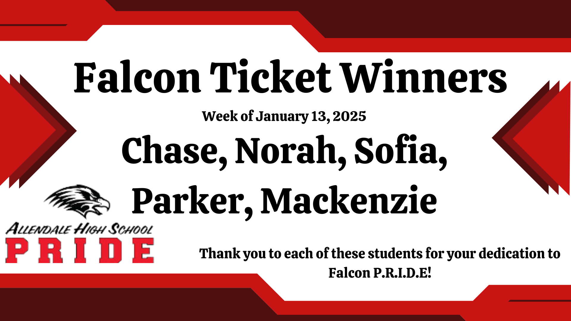 Falcon Ticket Winners named here